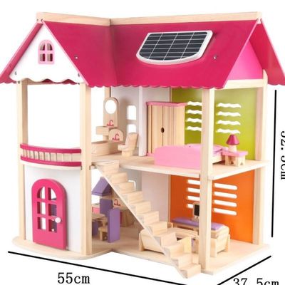 Meubles en bois naturels Toy House Furniture en bois de maison de poupée de 37.5cm Diy
