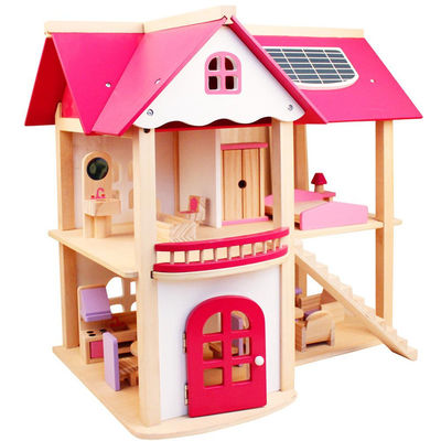 Meubles en bois naturels Toy House Furniture en bois de maison de poupée de 37.5cm Diy