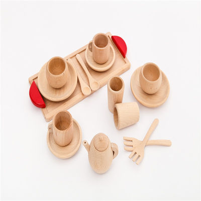 Vaisselle en bois des enfants ISO9001 de pots et de casseroles de jeu heure du thé de pot