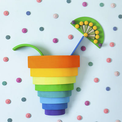 Arc-en-ciel 7cm en bois éducatif de jouets de blocs de 35cm empilant des blocs