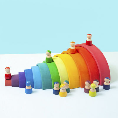 Arc-en-ciel 7cm en bois éducatif de jouets de blocs de 35cm empilant des blocs