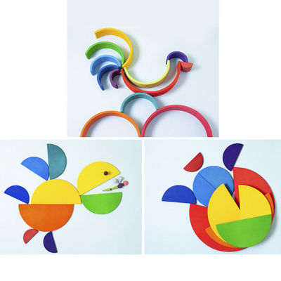 Arc-en-ciel 7cm en bois éducatif de jouets de blocs de 35cm empilant des blocs