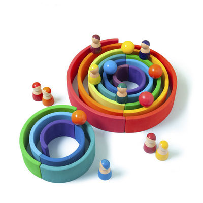 Arc-en-ciel 7cm en bois éducatif de jouets de blocs de 35cm empilant des blocs