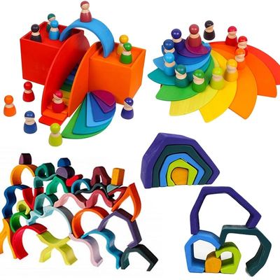 Empileur de Forest Stacker Tower Rainbow Toy de vague de Montessori
