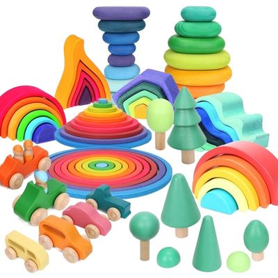 Empileur de Forest Stacker Tower Rainbow Toy de vague de Montessori