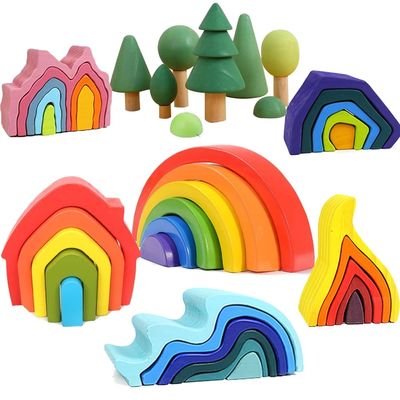Empileur de Forest Stacker Tower Rainbow Toy de vague de Montessori