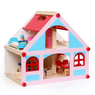 La Chambre de poupée en bois du manoir 38cm joue des meubles colorés