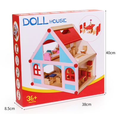 La Chambre de poupée en bois du manoir 38cm joue des meubles colorés