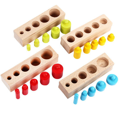 école maternelle Knobbed de blocs-cylindres de Montessori de prise sensorielle de cylindre de 3cm