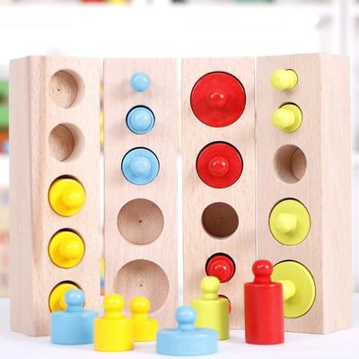école maternelle Knobbed de blocs-cylindres de Montessori de prise sensorielle de cylindre de 3cm