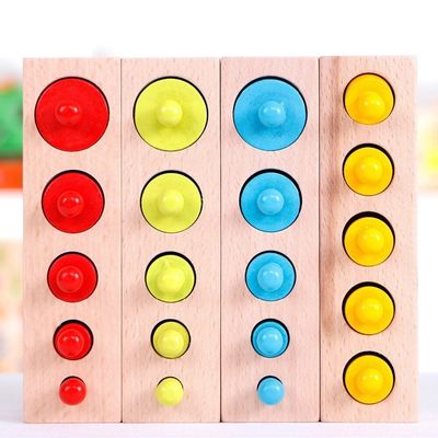 école maternelle Knobbed de blocs-cylindres de Montessori de prise sensorielle de cylindre de 3cm