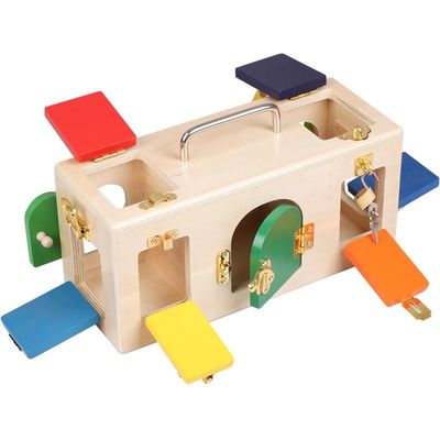 Le bébé en bois de la boîte 13.5cm Montessori de serrure joue des puzzles en bois éducatifs