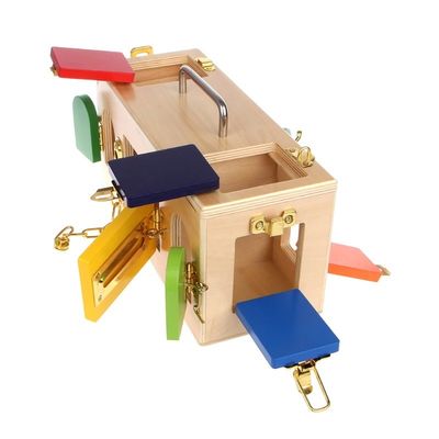 Le bébé en bois de la boîte 13.5cm Montessori de serrure joue des puzzles en bois éducatifs