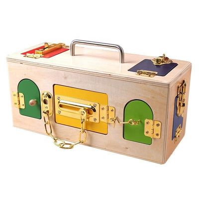 Le bébé en bois de la boîte 13.5cm Montessori de serrure joue des puzzles en bois éducatifs