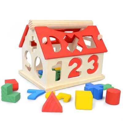 Assortissant l'empilement en bois géométrique de blocs des maths 12.5cm éducatif