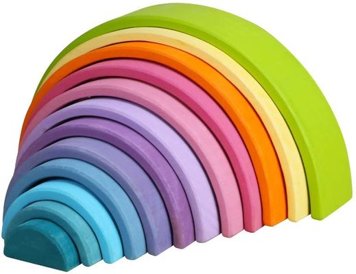 empileur en bois de empilement d'arc-en-ciel d'arc-en-ciel de 3D 2.75in 12 morceaux