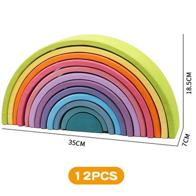 empileur en bois de empilement d'arc-en-ciel d'arc-en-ciel de 3D 2.75in 12 morceaux