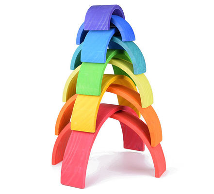 empileur en bois de empilement d'arc-en-ciel d'arc-en-ciel de 3D 2.75in 12 morceaux