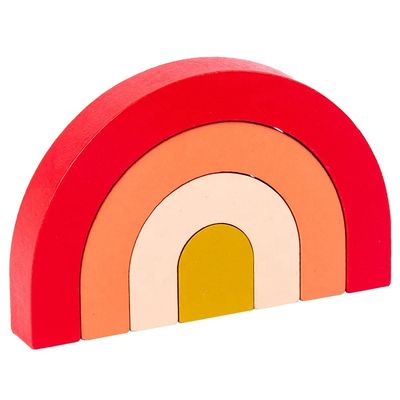 pastel de empilement en bois d'arc-en-ciel d'empileur en bois d'arc-en-ciel de bâtiment de 3D Jenga