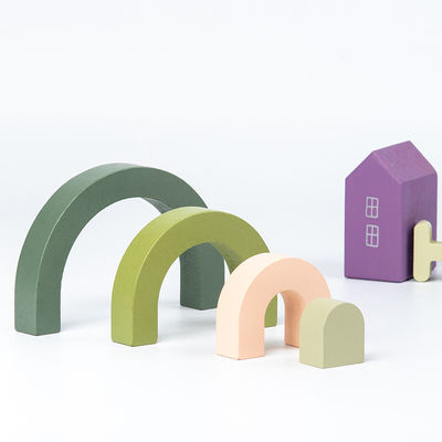 pastel de empilement en bois d'arc-en-ciel d'empileur en bois d'arc-en-ciel de bâtiment de 3D Jenga