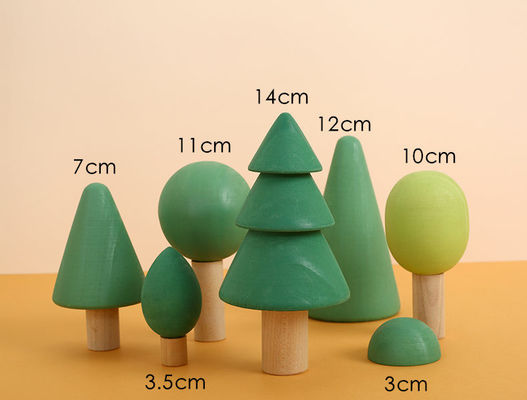 Blocs en bois non toxiques de l'arc-en-ciel 7cm Forest Trees Wooden Tree Blocks