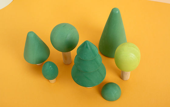 Blocs en bois non toxiques de l'arc-en-ciel 7cm Forest Trees Wooden Tree Blocks
