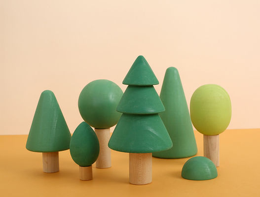 Blocs en bois non toxiques de l'arc-en-ciel 7cm Forest Trees Wooden Tree Blocks