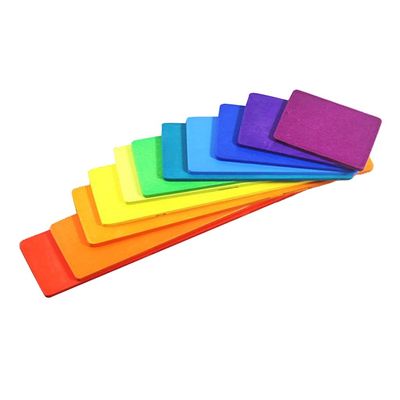 Empileur en bois Toy Macaron Beech d'arc-en-ciel de Burlywood de 11 sorts