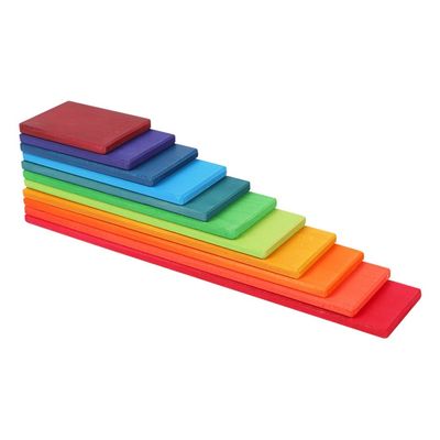 Empileur en bois Toy Macaron Beech d'arc-en-ciel de Burlywood de 11 sorts