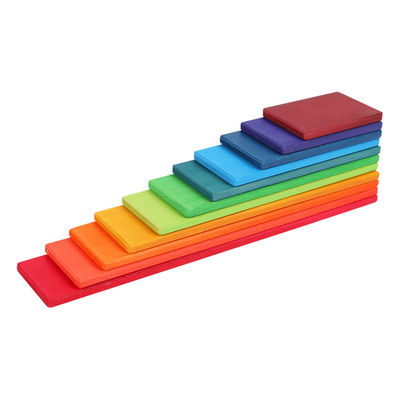 Empileur en bois Toy Macaron Beech d'arc-en-ciel de Burlywood de 11 sorts