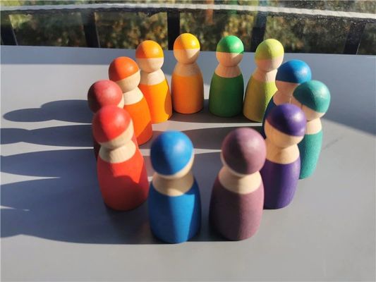Jeu en bois de bâton de mémoire d'empileur en bois d'arc-en-ciel de Pegdoll de sorte