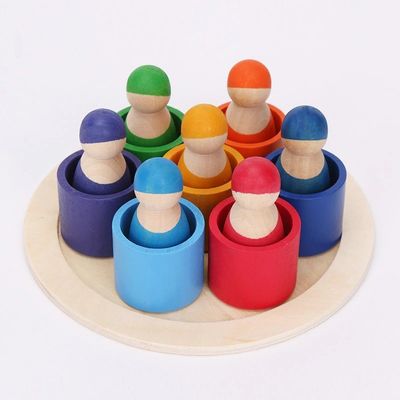L'exclusivité a placé 12 morceaux nordique non toxique de Peg Rainbow Arch Stacker Toy