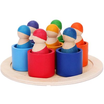 L'exclusivité a placé 12 morceaux nordique non toxique de Peg Rainbow Arch Stacker Toy