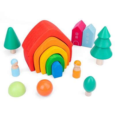 La roche en bois de Coral Earth Wooden Blocks Toys a placé le jouet en bois naturel de équilibrage de blocs