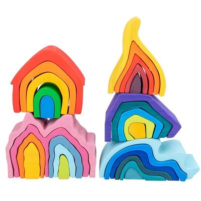 La roche en bois de Coral Earth Wooden Blocks Toys a placé le jouet en bois naturel de équilibrage de blocs