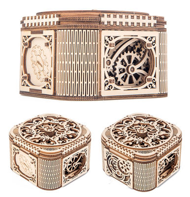 Le puzzle en bois mécanique de bloc du cadeau 23.5cm joue la petite boîte à bijoux en bois