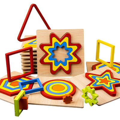 Le puzzle en bois géométrique de bloc de DIY 1cm joue le bébé denteux
