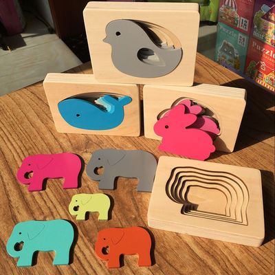 Les blocs constitutifs en bois animaux denteux pour des enfants déconcertent le jouet ISO9001 de bloc