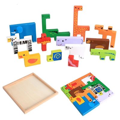 Le puzzle en bois de bloc de la forêt 1.7cm joue les blocs en bois de ville animale