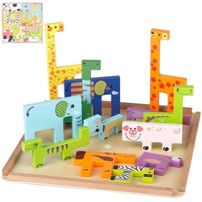 Le puzzle en bois de bloc de la forêt 1.7cm joue les blocs en bois de ville animale