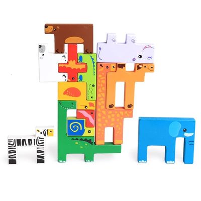 Le puzzle en bois de bloc de la forêt 1.7cm joue les blocs en bois de ville animale