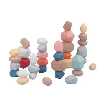 Les pierres équilibrent les blocs en bois de nombre réglés pour les enfants en bas âge 36pcs