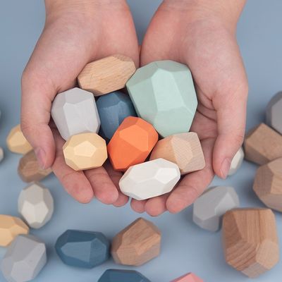 Les pierres équilibrent les blocs en bois de nombre réglés pour les enfants en bas âge 36pcs