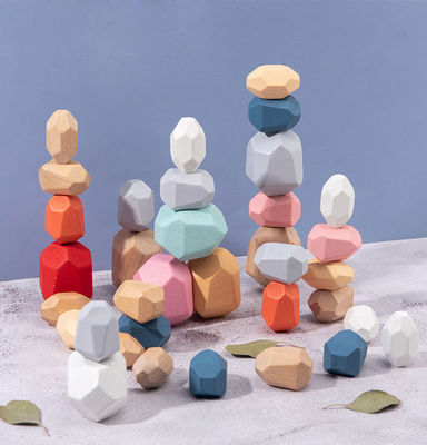 Les pierres équilibrent les blocs en bois de nombre réglés pour les enfants en bas âge 36pcs