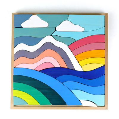 Blocs en bois de grand empileur d'arc-en-ciel de nuage de ciel du bébé 3cm grands pour des enfants en bas âge