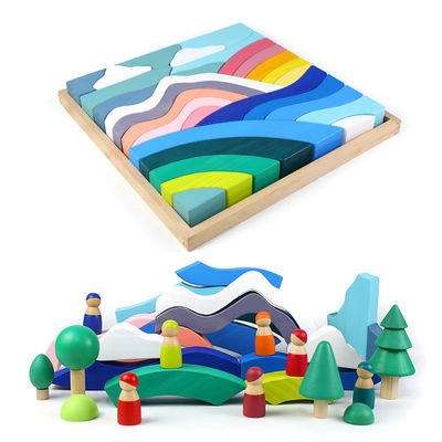 Blocs en bois de grand empileur d'arc-en-ciel de nuage de ciel du bébé 3cm grands pour des enfants en bas âge