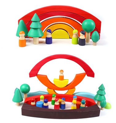 Blocs en bois de grand empileur d'arc-en-ciel de nuage de ciel du bébé 3cm grands pour des enfants en bas âge