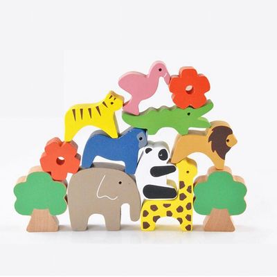 Ensemble en bois de blocs constitutifs de jouets en bois éducatifs mignons de blocs de 16CM