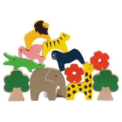 Ensemble en bois de blocs constitutifs de jouets en bois éducatifs mignons de blocs de 16CM