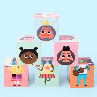 Le puzzle de la combinaison 5cm de particules bloque les jouets en bois pour des enfants en bas âge